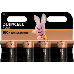 DURA PLUS C4 - DURACELL Plus, batería alcalina, C (bebé), paquete de 4