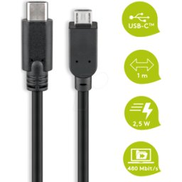 GOOBAY USB 3.1 CMB1SW - Cable USB 2.0, conector C a conector USB 2.0 Micro-B, 1 m