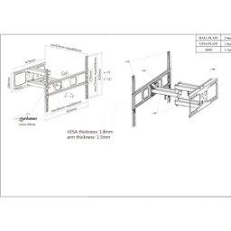 MANHATTAN 461405 - TV montaje en pared 13" - 43", 20 kg, inclinación / incli