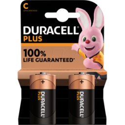 DURA PLUS C2 - Duracell Plus, pila alcalina, C (Baby), paquete de 2