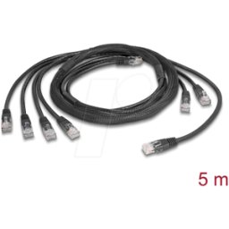 DELOCK 90121 - Cable troncal, 4x RJ45, Cat.5e, UTP, 5 m, negro