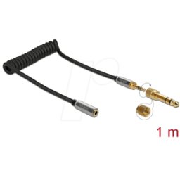 DELOCK 85831 - Conector macho/macho de 3,5 mm, 1 adaptador de 6,35mm, espiral,