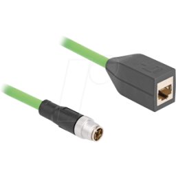 DELOCK 60572 - Cable M12, cod. X, 8 clavijas, macho / RJ45 hembra, 0,5 m