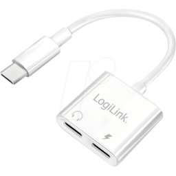 LOGILINK UA0433 - Adaptador de audio, USB-C - 2 USB-C, puerto de carga PD