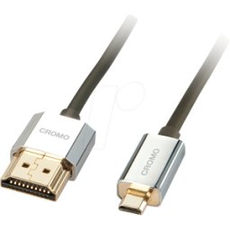 LINDY 41681 - Cable HDMI: Chromo Line, HDMI a/D, Slim, 4K60Hz, 1 m