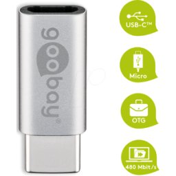 GOOBAY 56636 - Conector USB C a conector USB 2.0 micro B, plateado