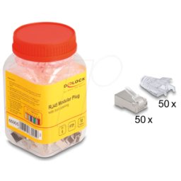 DELOCK 66905 - Enchufe modular RJ45 Cat.6, con apertura frontal, 50 uds.