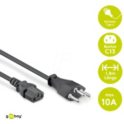 GOOBAY 59569 - Cable de alimentación, conector macho CH tipo J SEV 1011,