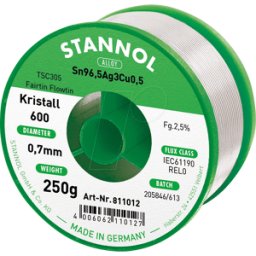 STANNOL STA 600 TSC 0,7 - Soldadura sin plomo con contenido de color plateado y cobre, Ø 0