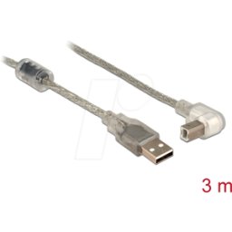 DELOCK 84815 - Cable USB 2.0, conector macho a macho B, acodado, 3,0 m
