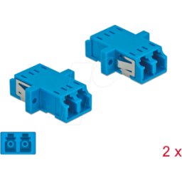 DELOCK 85999 - Acoplamiento de fibra óptica LC/LC Duplex, 2 piezas