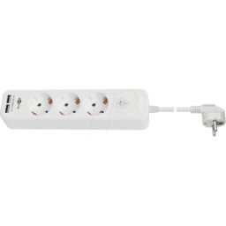 GOOBAY GB 41264 - Toma de corriente de sobremesa, triple, tipo F, 2x USB, blanca