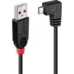 LINDY 31975 - Cable USB 2.0, conector a a macho a conector Micro B, 90° 0,5 m
