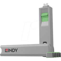 LINDY 40426 - Cerradura de puerto C USB (1 llave, 4 cerraduras), verde