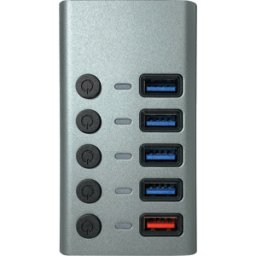 MAXTRACK MATR CH 10 L - Hub USB 3.0 de 5 puertos, 4x datos, 1x alimentación, aluminio