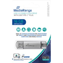MEDIARANGE MR 935 - Memoria USB, USB 3,0, 16 GB, combo USB-C..