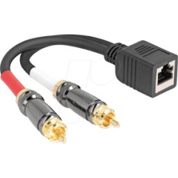 DELOCK 88172 - Extensor y adaptador de audio Cinch, Cat. 5, 20 cm