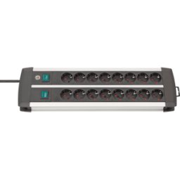 BRENNENSTUHL BRE 1391000916 - Regleta, Premium-Line, 2 x 8 tomas, tipo F, 3 m, negro