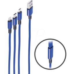 SHIVERPEAKS SHVP BS14-50071 - Cable de carga 3 en 1 para 8 clavijas / Micro / USB C, azul, 1,2