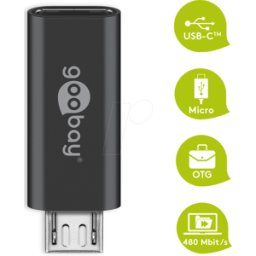 GOOBAY 55553 - Adaptador USB 2.0 de alta velocidad tipo C a tipo micro-B, gris