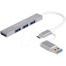 DELOCK 64214 - USB 3.0/2.0 4-Port Hub,1x 3.0, 3x 2.0, slim