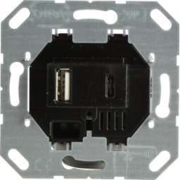 GIRA UP USB AC S - Alimentación de tensión USB negro tipo a / tipo C.