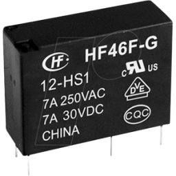HONGFA HF46F-G-12-HS1T - Relé de potencia intermedia subminiatura, 12V DC, 10 A, 1 SIN co