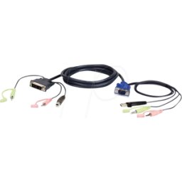 ATEN 2L-7DX3U - Cable KVM, VGA, DVI, USB, audio, 3 m