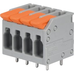 WAGO 2604-1104 - Terminal de placa de circuito impreso, RM 5 mm, Ø 4 mm², 4 polos