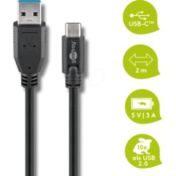 GOOBAY 71221 - Cable USB 3.0, conector A macho a C macho, 2 m
