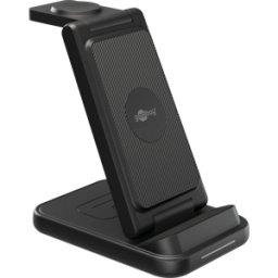 GOOBAY 77671 - Cargador Qi, inalámbrico, 15W, inducción, 3 en 1, negro