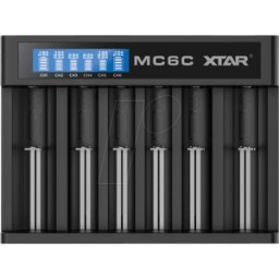 XTAR MC6C - Cargador rápido, micro USB, iones de litio, 6 ranuras