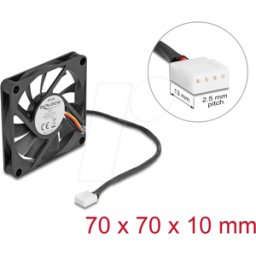 DELOCK 67315 - Ventilador axial de 12 V de corriente continua, 70 x 70 x 10 mm