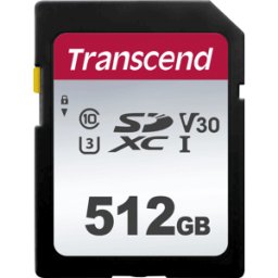 TRANSCEND TS512GSDC300S - TARJETA DE MEMORIA SDXC, 512GB, CLASE 10 UHS-I U3, V30, 300S.