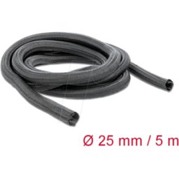 DELOCK 18920 - Funda trenzada de cierre automático 5 m x 25 mm, color negro