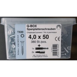 REISSER SCHRAUBENTECHNIK Q200 TX 4,0X50 - Q200 Plus Caja de tornillo de aglomerado TX, TG, 380 piezas