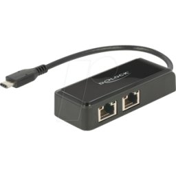 DELOCK 63927 - Adaptador USB 3,0 Tipo-C > 2 x RJ45