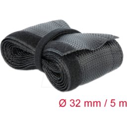 DELOCK 19055 - Funda trenzada con cierre de gancho y lazo 5 m x 32 mm negro