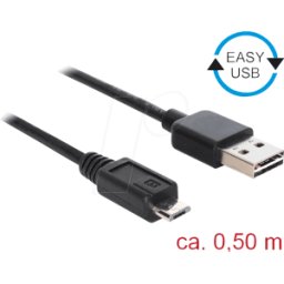 DELOCK 85156 - Cable USB 2.0, enchufe EASY a a conector Micro B, 0,5 m