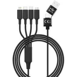 SMRTER HYDRA ELITE-C BK - Cable de carga, USB-A/-C -> micro USB, Lightning & 2x USB-C, neg