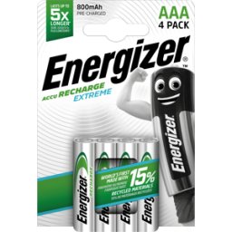 ENERGIZER EN RE 4X800 - Extreme, pila NiMH, AAA (Micro), 800 mAh, paquete de 4