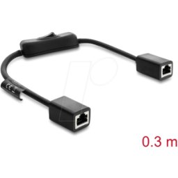 DELOCK 81565 - Cable RJ45 hembra-hembra con interruptor Cat.6 F/UTP, 0,3 m - ne