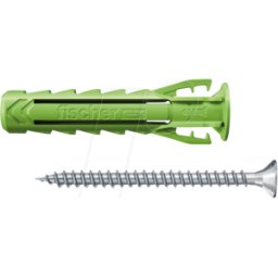 FISCHER BEFESTIGUNGSSYSTEME FD 567814 - Enchufe + tornillo, SX Plus Verde 8x40 S, 45 piezas