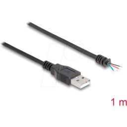 DELOCK 64184 - Cable USB 2.0 Tipo-A macho a 4 hilos abiertos 1 m negro