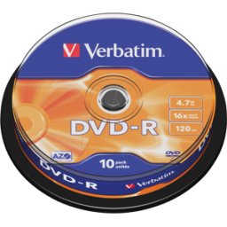 VERBATIM 43523 - Verbatim DVD-R 4,7GB, mate, husillo de 10 unidades