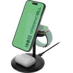 GREEN CELL GC MSST-3IN1-B - Estación de carga Qi, MagSafe, 3in1, 20,5 W, negro
