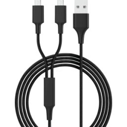 SMRTER HYDRA DUO-MBK - Cable de carga, USB -> 2 micro-USB, negro