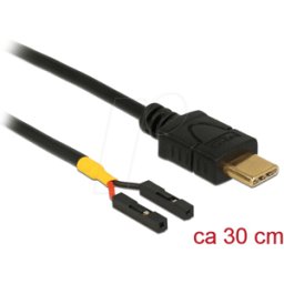 DELOCK 85396 - Cable USB tipo C 2.0 macho > 2 clavijas hembra individuales, 30