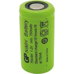 GP-BATTERIES NH GP 75AAH - Celda industrial, NiMH, 2/3 AA, 1,2 V, 750 mAh, Flat Top