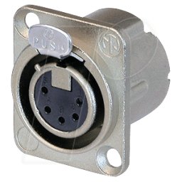 NEUTRIK NC5FD-LX - Enchufe de seguridad para empotrar XLR, 5 pines, plateado, nique